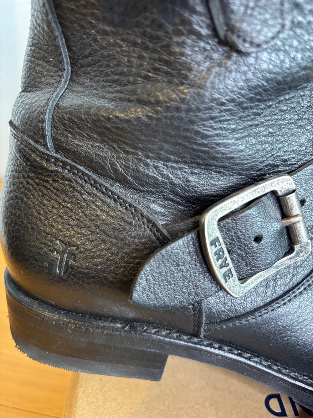 Frye Black Leather Engineer Boots with Buckle & Side Zip Women's - Picture 7 of 8